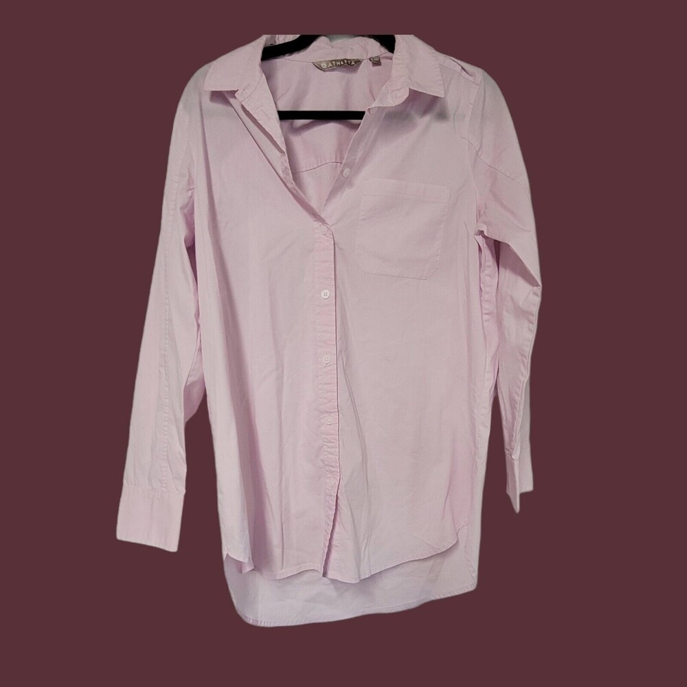 ATHLETA Blouse Top Button‎ Down Pink #383376 Medium